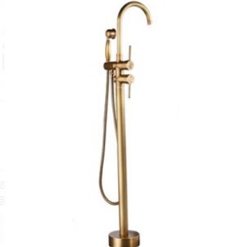 All-copper gold floor-standing bathtub faucet, brushed gold gun gray column basin shower faucet, hotel floor-standing showerhead Specification drawing