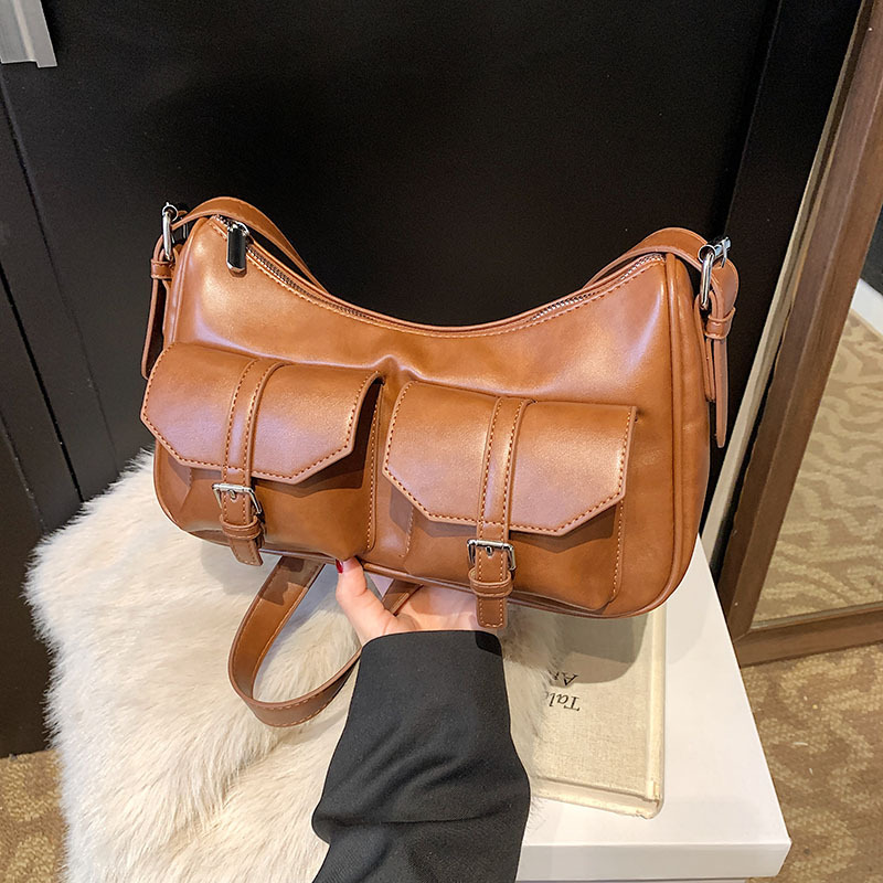 Underarm multi-pocket bag for women, 2025 new Korean style Instagram trendy and fashionable single-shoulder bag, a niche and high-end small square bag full figure