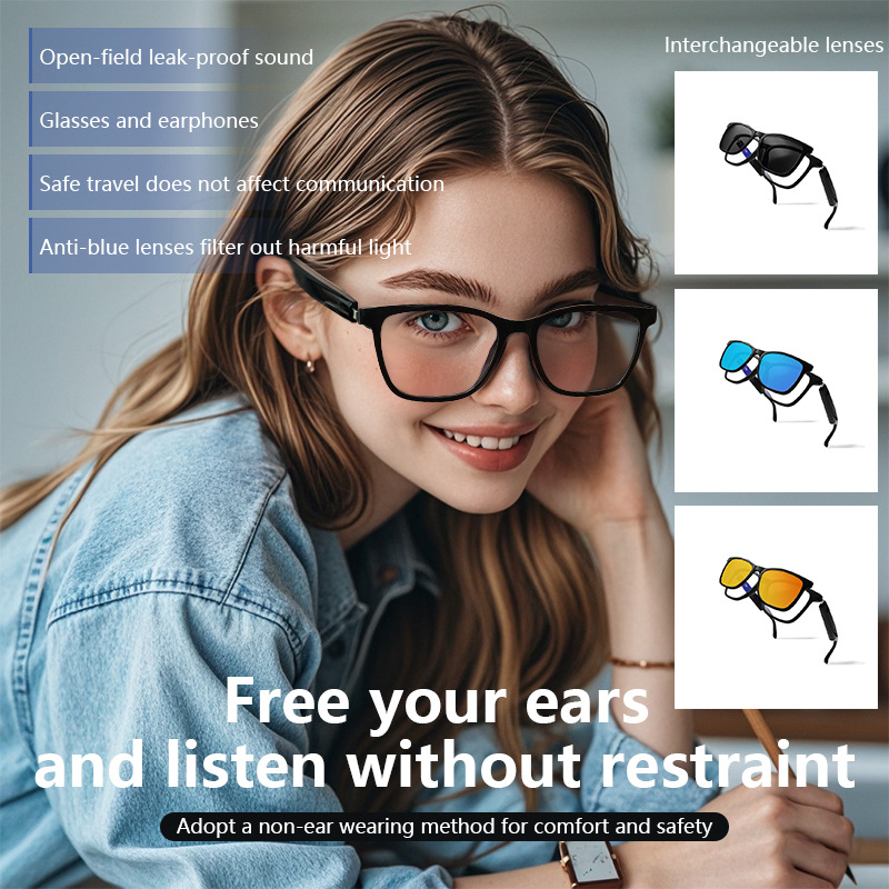 Cross-border Bluetooth glasses, smart glasses, driving, listening to music, making calls, sunglasses, case glasses, interchangeable myopia lenses, polarized sunglasses Application Scenario