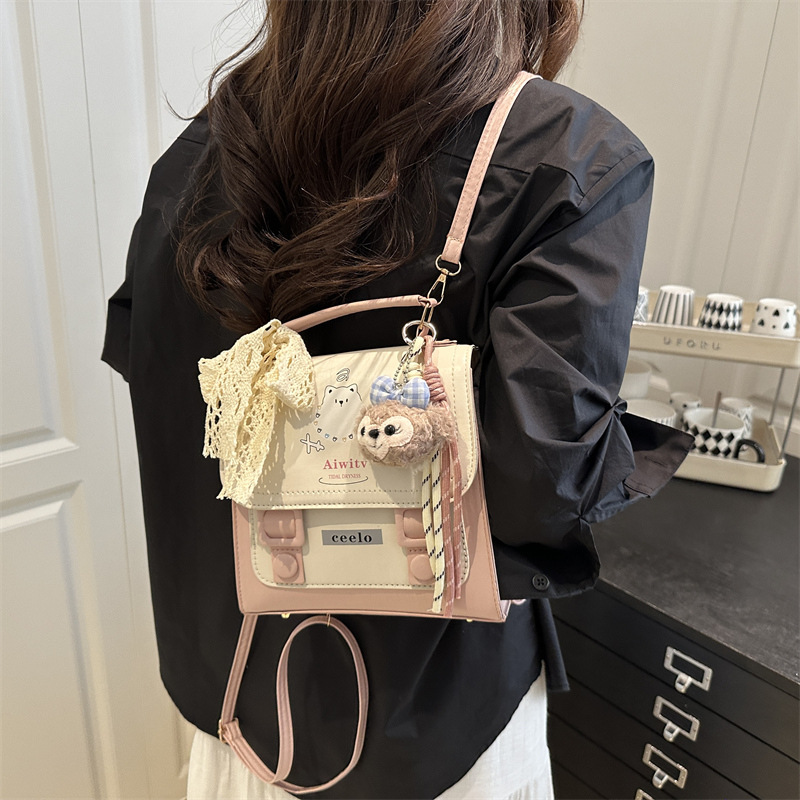 High-quality bag 2025 new style small square bag, cute single-shoulder crossbody bag, Korean version Instagram niche women's color-blocking backpack details Picture