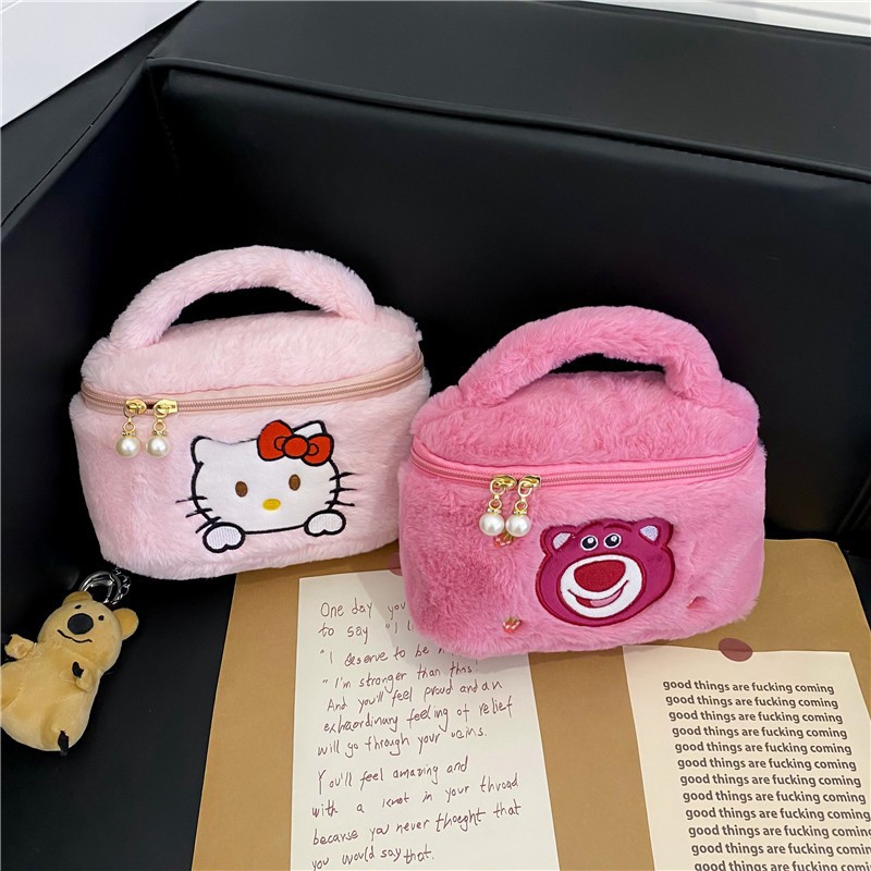 Claw machine makeup bag storage bag, large-capacity portable student cartoon hand-held travel toiletries and makeup bag gift Specification drawing