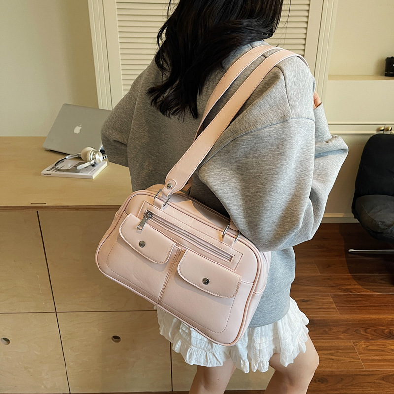 Large-capacity hand-held small square bag, popular bowling bag, 2025 new trend underarm bag, Korean style fashionable single-shoulder bag Specification drawing