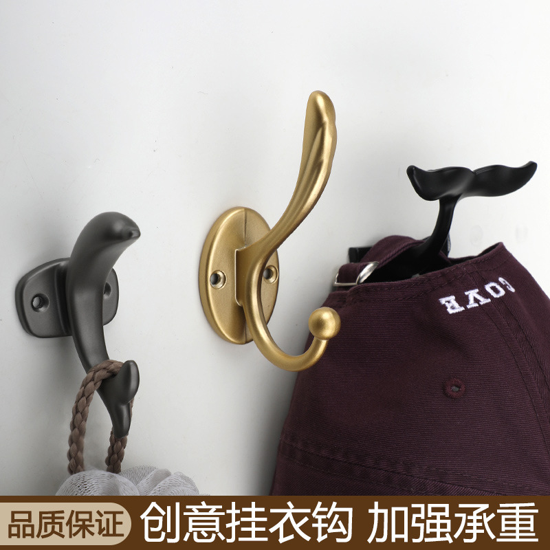 Nordic style personalized small coat hooks behind the door, single coat hooks, dolphin single hooks, black and silver bathroom door, window and cabinet coat hooks Specification drawing