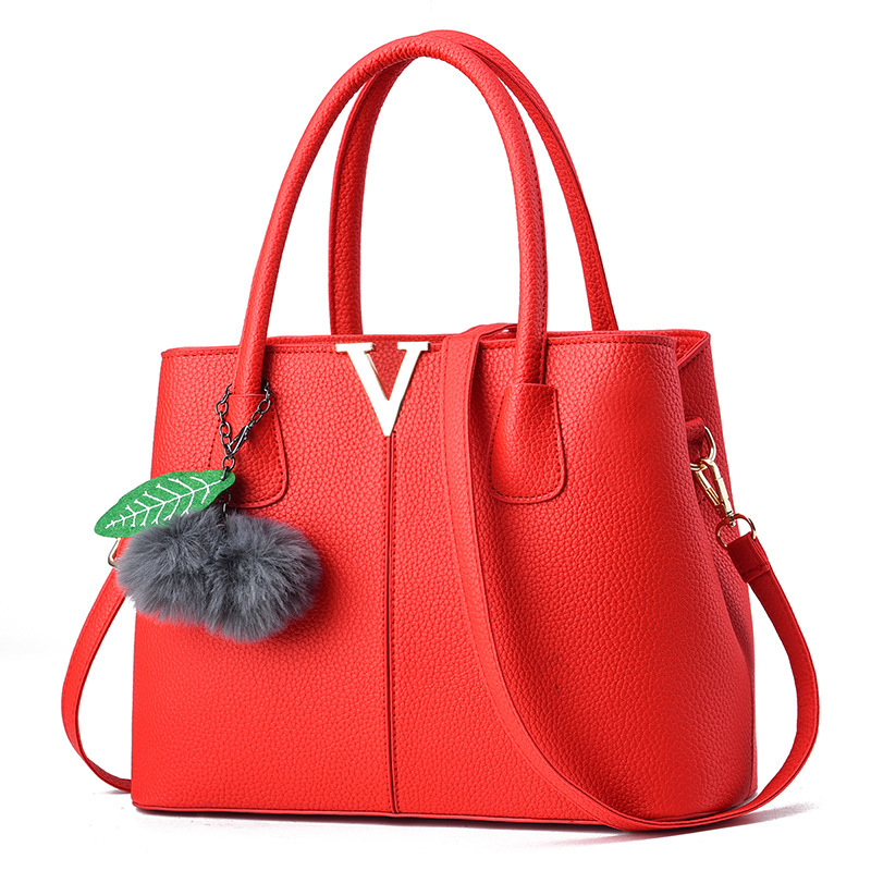 Cross-border foreign trade women's bag 2022 Autumn/Winter New lychee pattern handbag, large-capacity women's single-shoulder bag for middle-aged mothers Item Picture