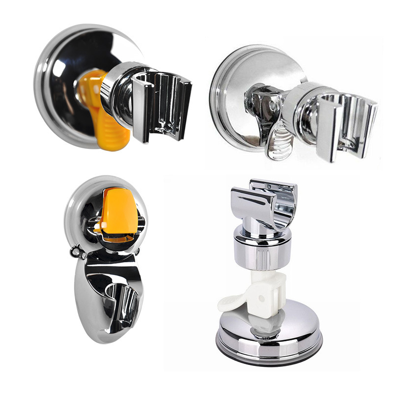 Nail-free powerful suction cup shower head bracket, fixed socket for bathroom shower head, plastic showerhead, electroplated wall rack full figure