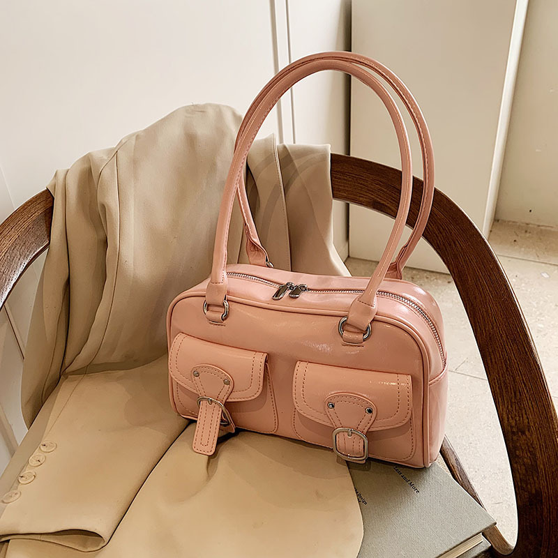 High-end multi-pocket underarm bag for women, 2025 new Korean version niche hand-held Boston bag, large capacity single-shoulder bag Specification drawing