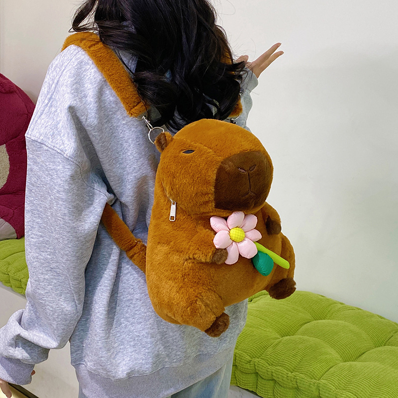 New Capibara Capybara plush cartoon backpack pendant accessory style girlish storage bag Birthday present Application Scenario