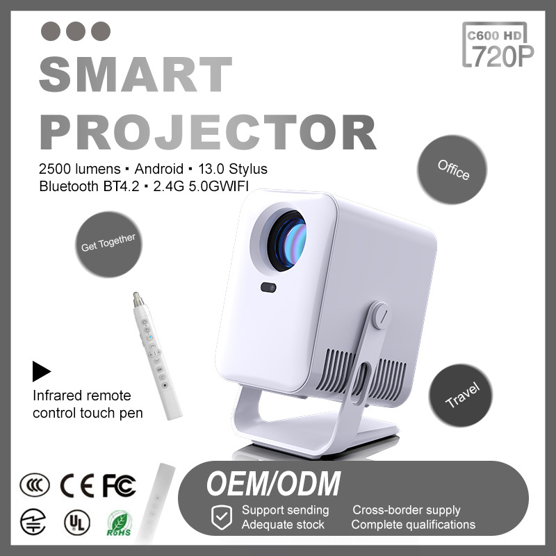New high-definition auto-focusing portable projector with laser pen for foreign trade, factory direct sales full figure