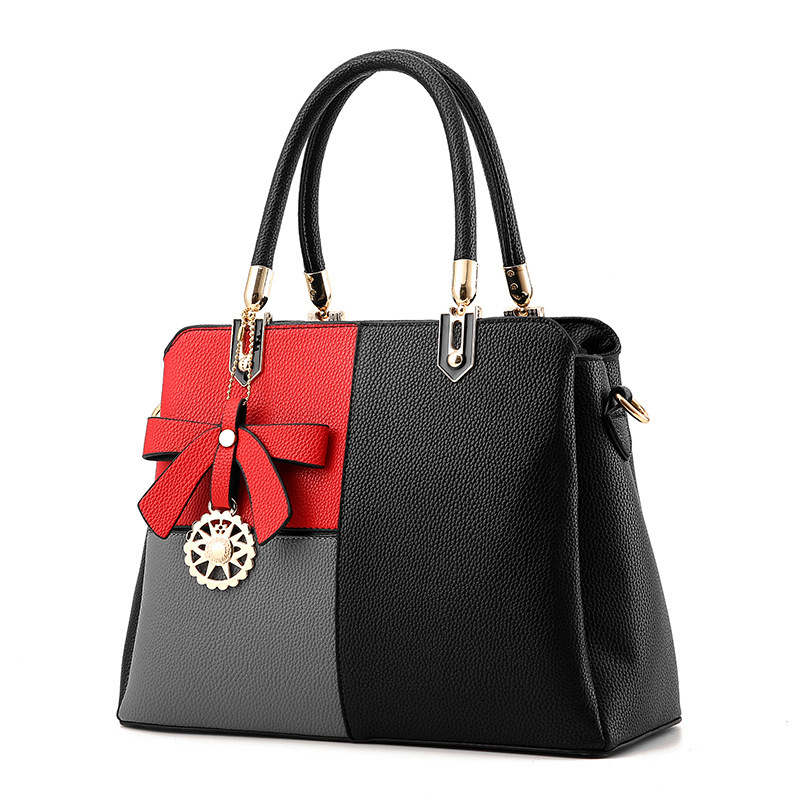 Factory direct sales of women's bags 2022: Simple and trendy handbags, large-capacity European and American single-shoulder bags with contrasting colors, one-piece consignment Specification drawing