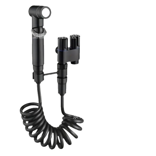 The new cross-border all-copper toilet companion features one inlet and two outlets, dual control and dual water outlet, powerful spray gun, and dual control Angle valve for the bathroom Item Picture