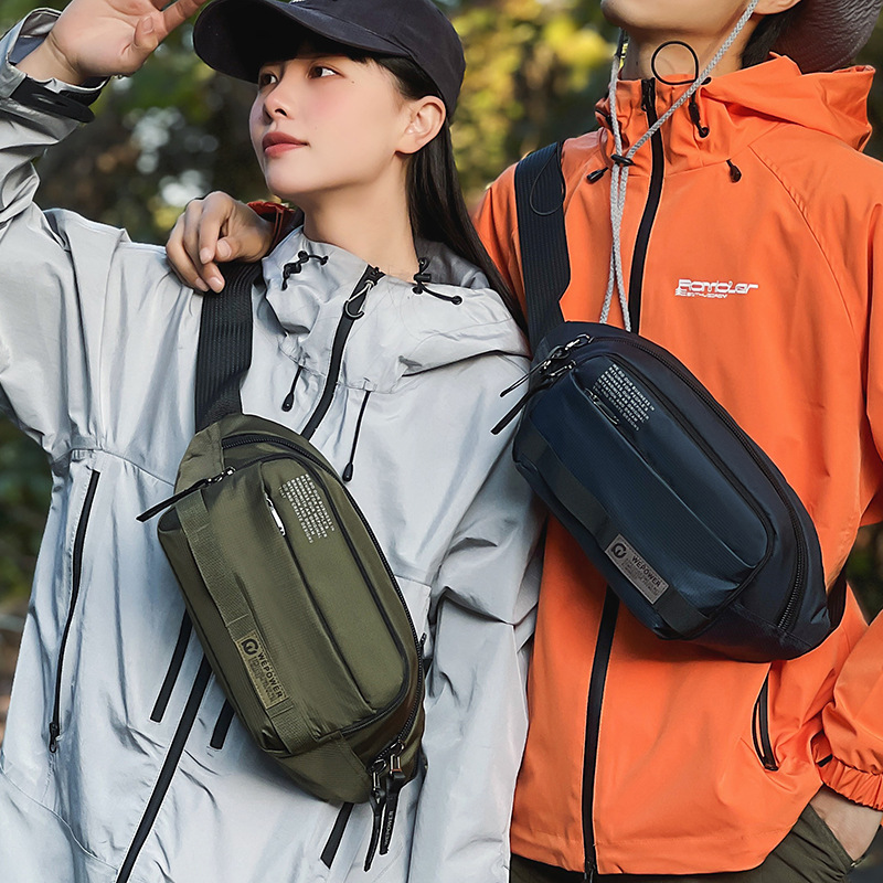 WEPOWER's new men's waist bag is a simple and trendy crossbody bag, a chest bag, a sports small bag, and a travel chest bag details Picture