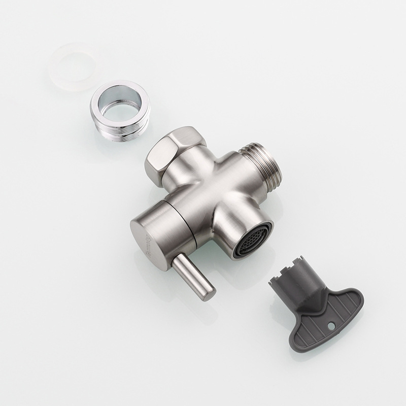 Washbasin faucet diverter, washbasin faucet one-inlet two-outlet water divider valve, faucet water divider conversion valve accessories Application Scenario