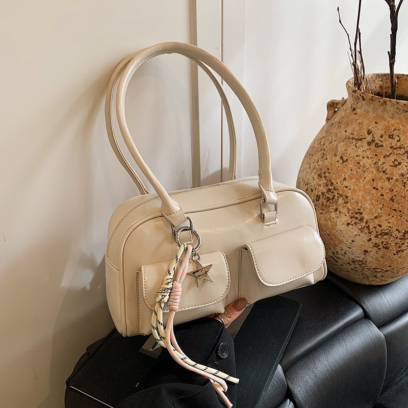 Retro and unique commuter double-pocket handbag 2025 new style, niche design, stylish and trendy, single-shoulder underarm bag full figure