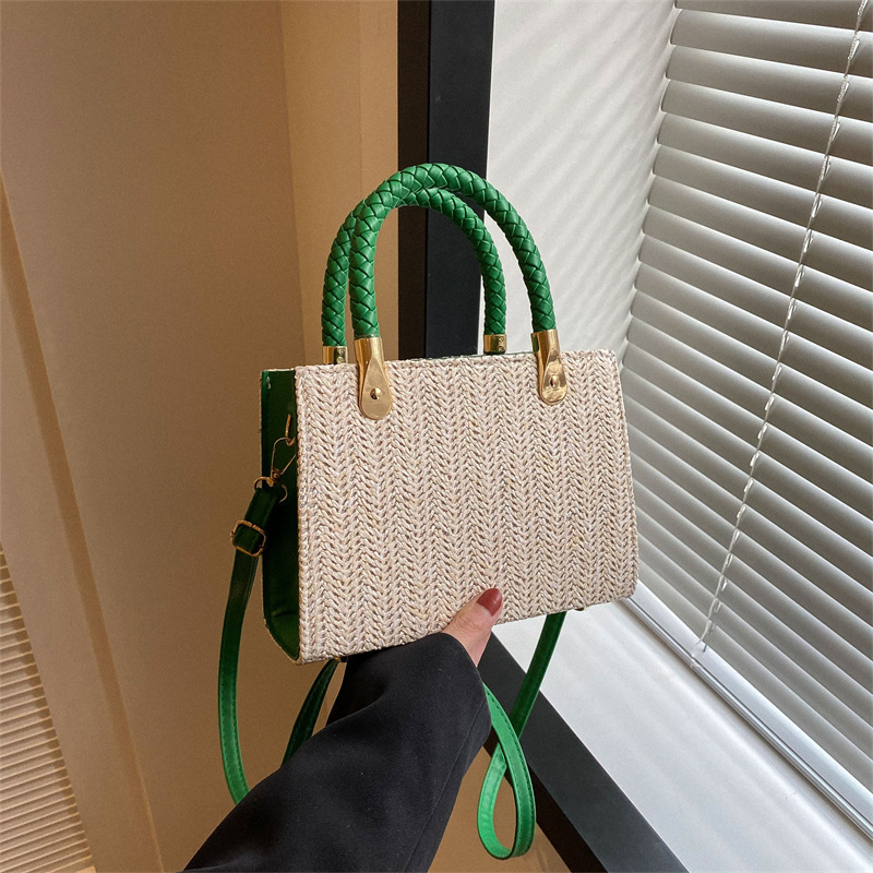 Women's Spring 2023 new trendy and casual style straw woven bag tote bag in solid color, large capacity single-shoulder woven bag Specification drawing