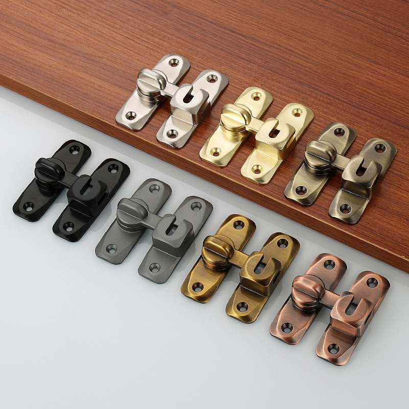 Non-perforated door bolt, 90-degree latch, thickened zinc alloy clasp, sliding door lock, sliding door lock, latch, latch details Picture