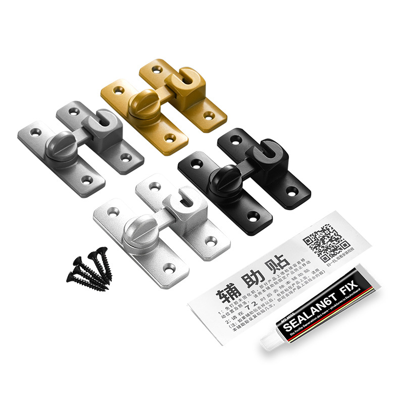 Solid buckle, aluminum alloy, non-drilling, latch, anti-theft lock, entrance door, reverse lock, 90-degree and 180-degree anti-theft door Item Picture