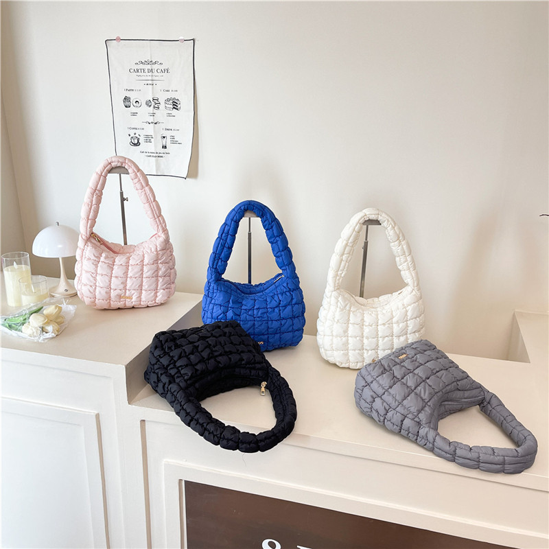 Elastic embroidery commuting style trendy Korean women's bag 2025 New pleated cloud hand-held shoulder crossbody tote bag Application Scenario