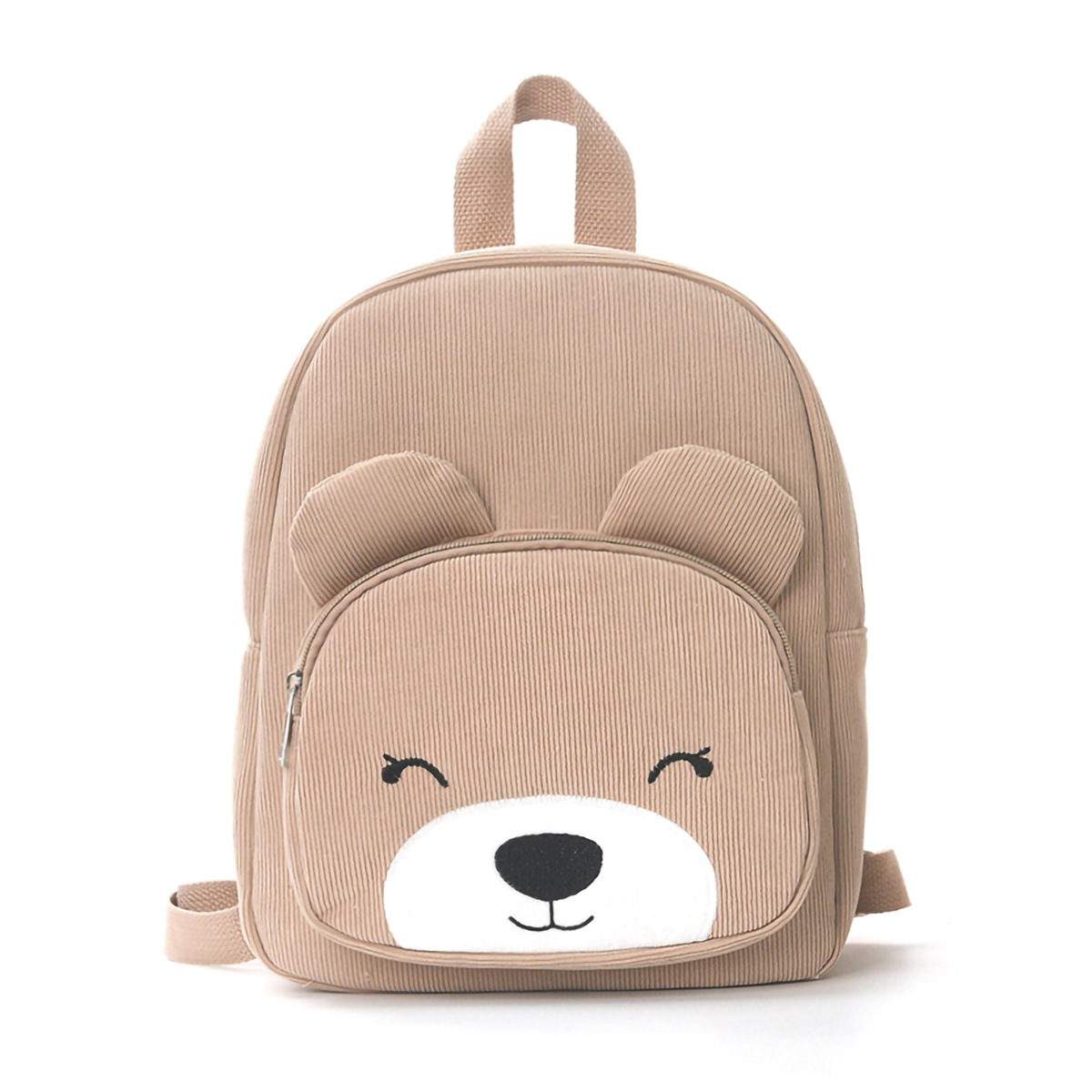 Feihong Cross-border Bear Backpack, Corduroy Primary School Bag, Fashionable and Casual Backpack, Cute Cartoon plush bag Item Picture