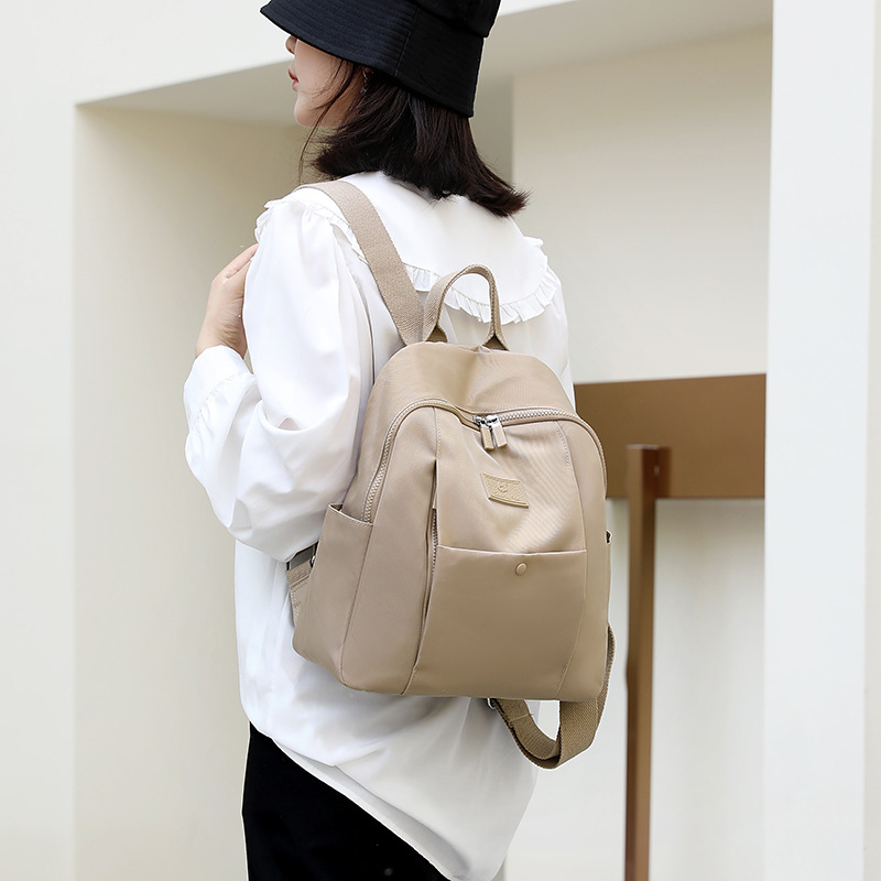 Ladies' multi-layer portable backpack, Korean style trendy water-resistant nylon bag, large-capacity travel bag Specification drawing