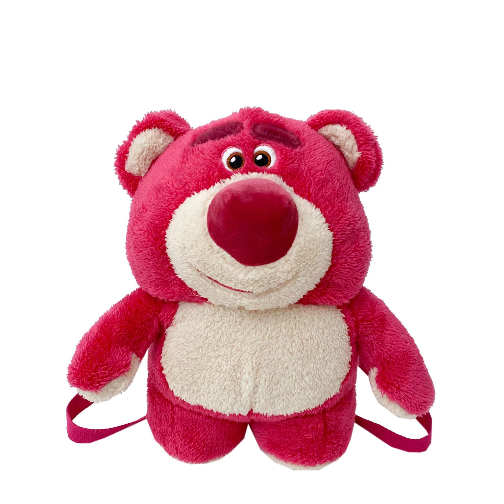 Cartoon strawberry bear 3D funny backpack, Japanese-style soft girl accessory bag, cute children's backpack, plush bag Item Picture
