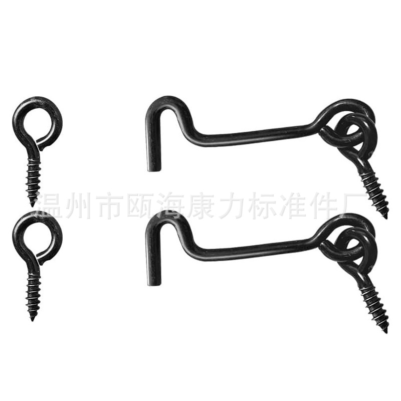 Window hooks, tie hooks, wind hooks, door and window hooks, barn door latches, engine room hooks, eye locks, rotating window lock hooks, installation screws details Picture