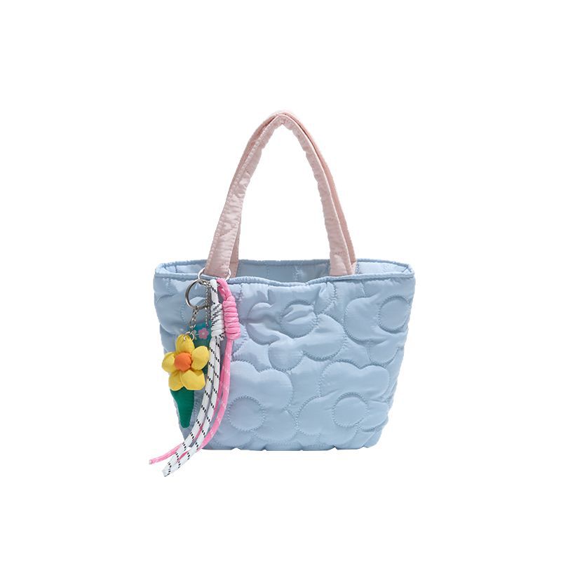 Korean style fresh and sweet girl's handbag, casual and simple large-capacity tote bag, stylish and simple hand-held storage bag Item Picture