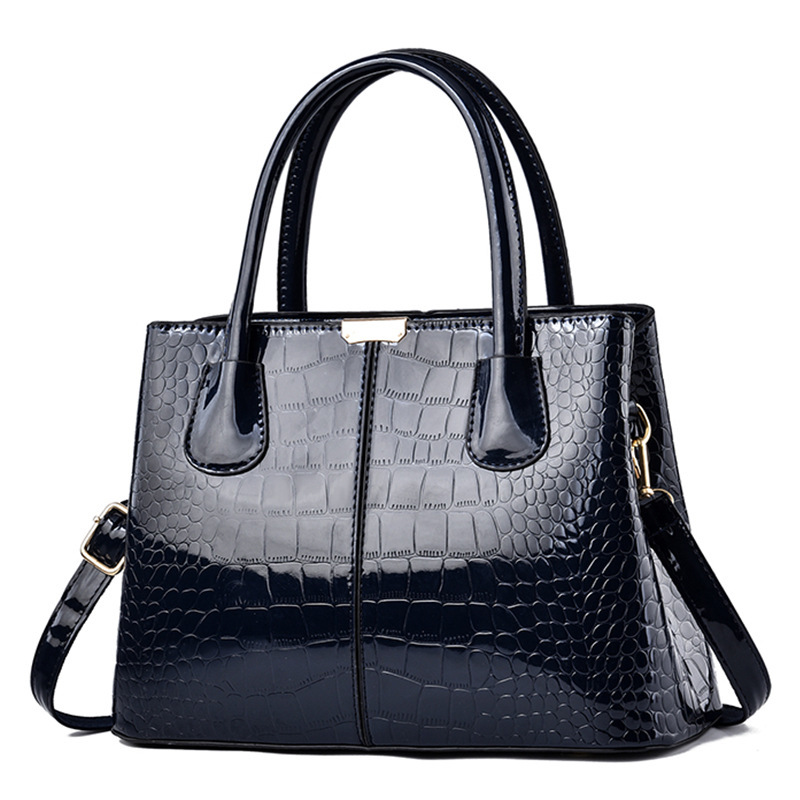 Shiny leather handbag 2022 new style stone pattern simple women's bag, large capacity single-shoulder crossbody bag, cross-border trade bag details Picture