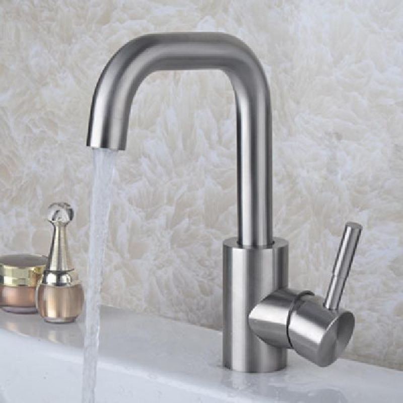 304 stainless steel cold and hot water basin faucet, countertop basin, washbasin, rotating washbasin, single-handle single-hole faucet factory Specification drawing