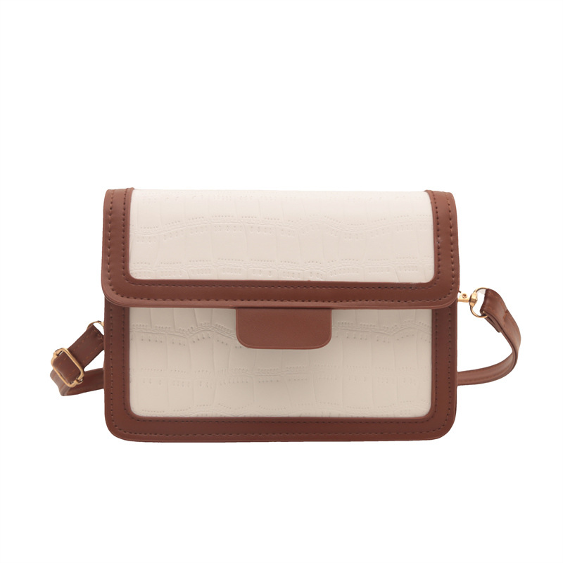 Cross-border color-blocking patchwork bag, women's stone pattern single-shoulder crossbody bag, new 2024 autumn commuter crossbody bag Item Picture