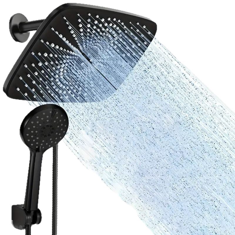 Xiamen Senrui American handheld showerhead set, five-speed with three-way extension rod hose, black pressurized showerhead top spray Item Picture