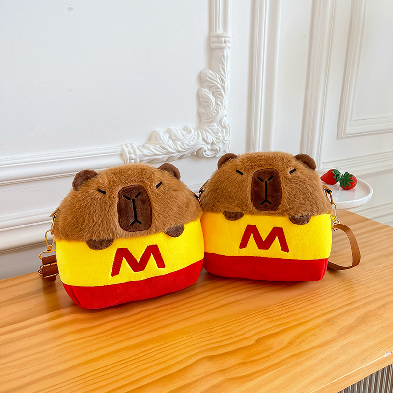 New Capibara plush bag, crossbody bag, capybara doll bag, girls' loose change key bag, wholesale version Specification drawing