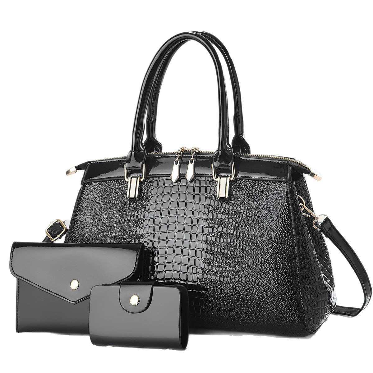 Bright leather handbag 2025, large-capacity women's new versatile zipper tote bun mother bag Item Picture