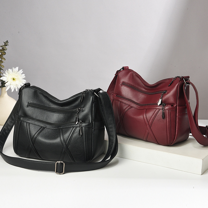 Women's bag 2025 new style soft leather multi-layer versatile single-shoulder crossbody bag with large capacity for middle-aged and elderly mothers, one-piece consignment details Picture