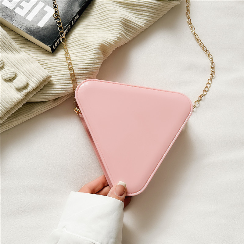2025 New style PVC jelly bag, triangular bag, plastic single-shoulder crossbody women's bag, mini small bag, fashionable chain bag details Picture