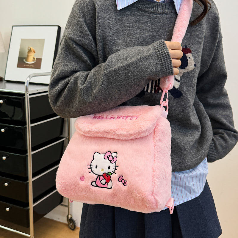 Wholesale of new Sanrio multi-purpose plush toy bags for cross-border use, cute cartoon large-capacity girls' crossbody backpacks details Picture