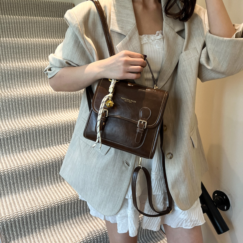 Retro college style patchwork versatile handbag for women 2025 new high-end texture fashionable and trendy Korean-style backpack Specification drawing
