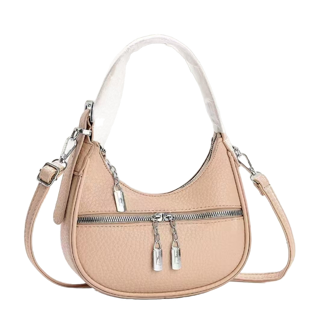 The new zipper crescent-shaped small bag is of high appearance level, fashionable cross-border single-shoulder bag, large capacity, light and elegant crossbody bag, and versatile Item Picture
