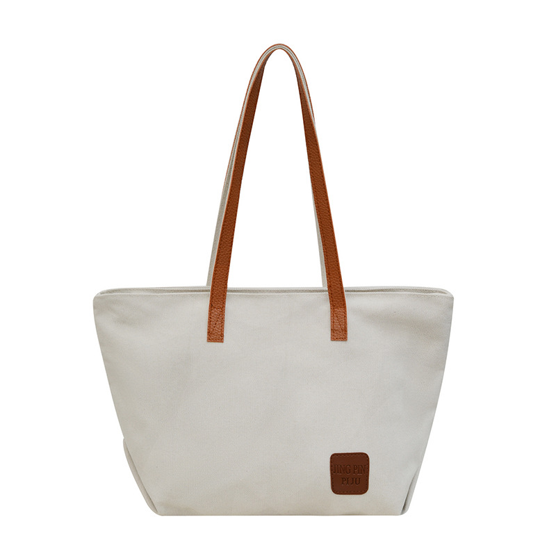 Retro large-capacity canvas tote bag for women, 2024 new style ins casual and simple shoulder bag, commuter underarm bag Item Picture