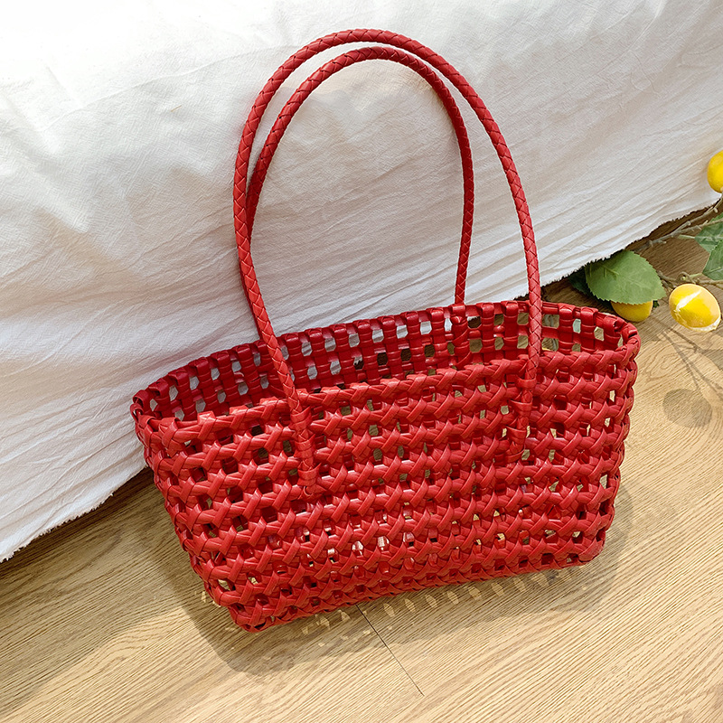 Korean-style hollowed-out design women's bag, basket bag, niche beach vacation bag, casual, trendy and versatile underarm handbag full figure