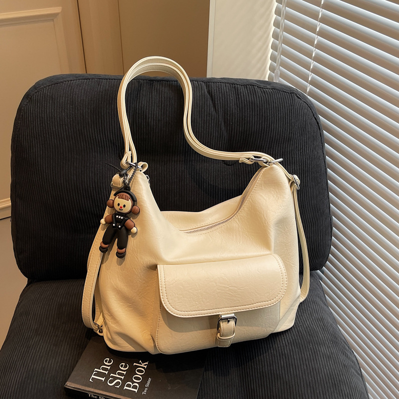 High-end retro soft leather large-capacity women's bag 2025 new style, commuter single-shoulder underarm bag, hand-held tote bag, trendy Specification drawing