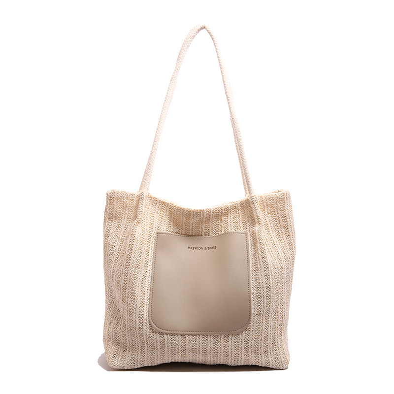 The popular large-capacity woven tote bag for women in the summer of 2025 is a simple single-shoulder bag and a fashionable commuting bag for work Item Picture