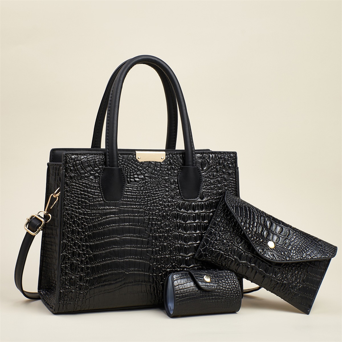 Fashionable crocodile pattern women's bag, European and American retro women's handbag, 2025 new style, simple and elegant, large capacity crossbody bag Specification drawing