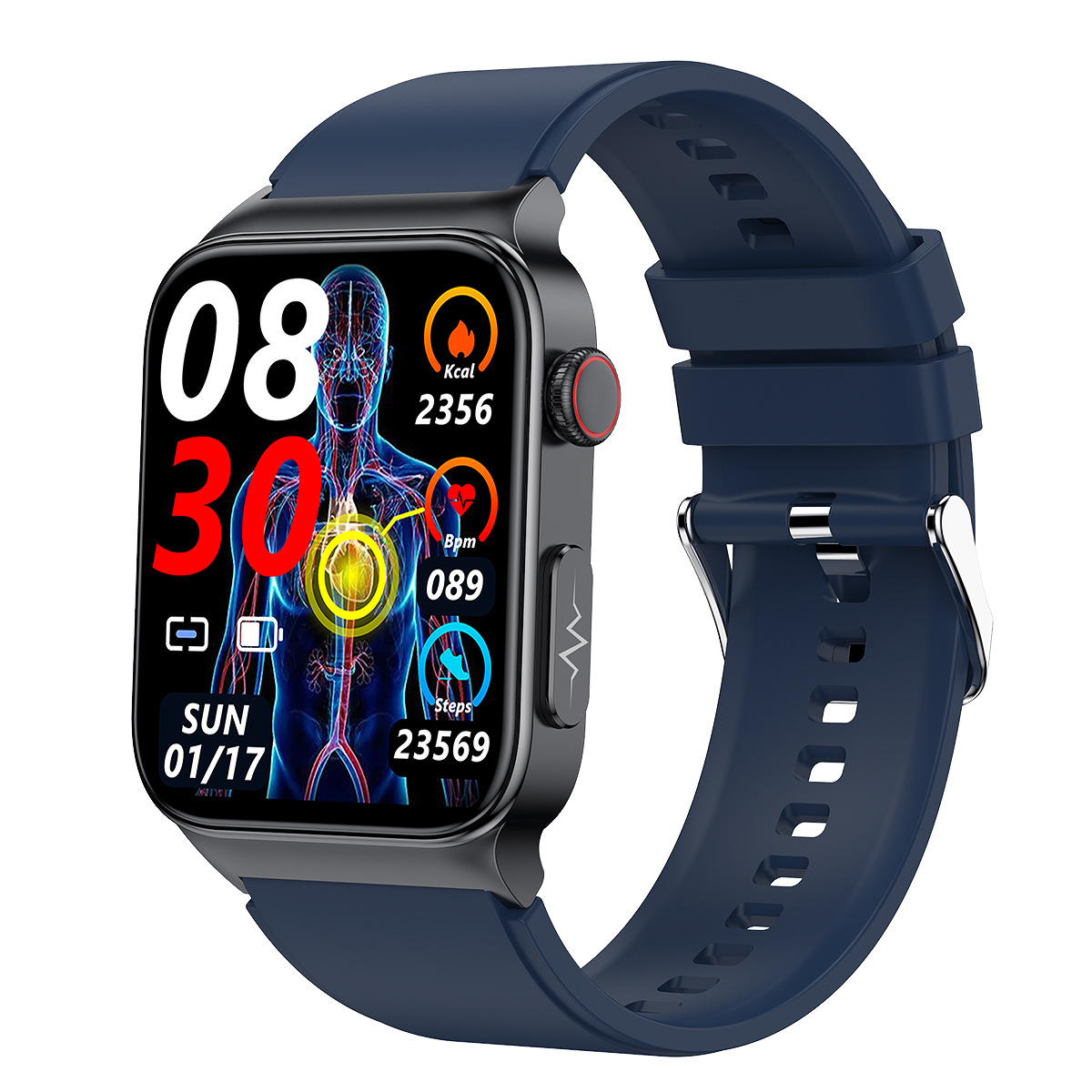 The 2025 new model E500 smart cross-border watch features ECG+PPG body temperature, blood oxygen and electrocardiogram with a 1.83 high-definition screen full figure