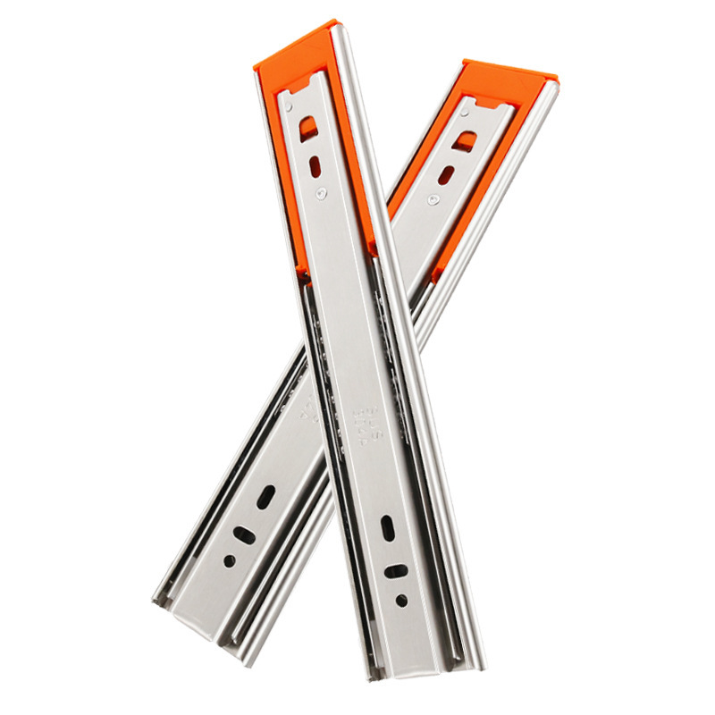 Factory direct supply of stainless steel buffer damping slide rails for drawers, silent three-section guide rails for furniture, and steel ball tracks for wardrobes details Picture