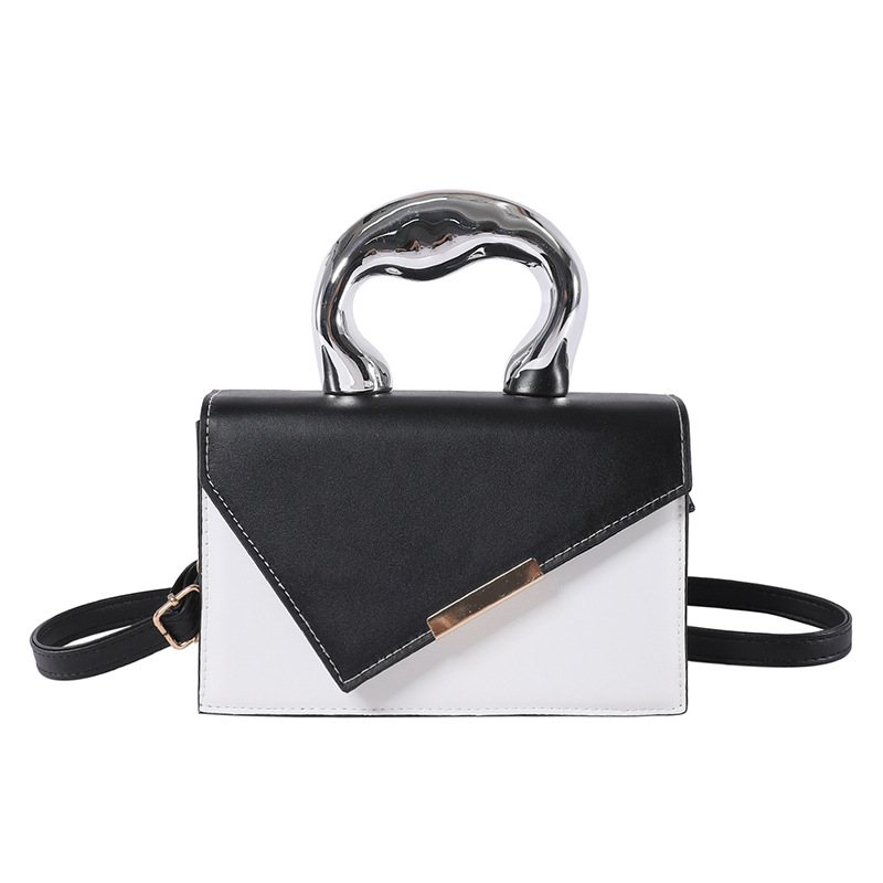Fashionable and high-quality color-blocked new 2024 spring casual and simple crossbody metal hand-held small square bag for women Item Picture