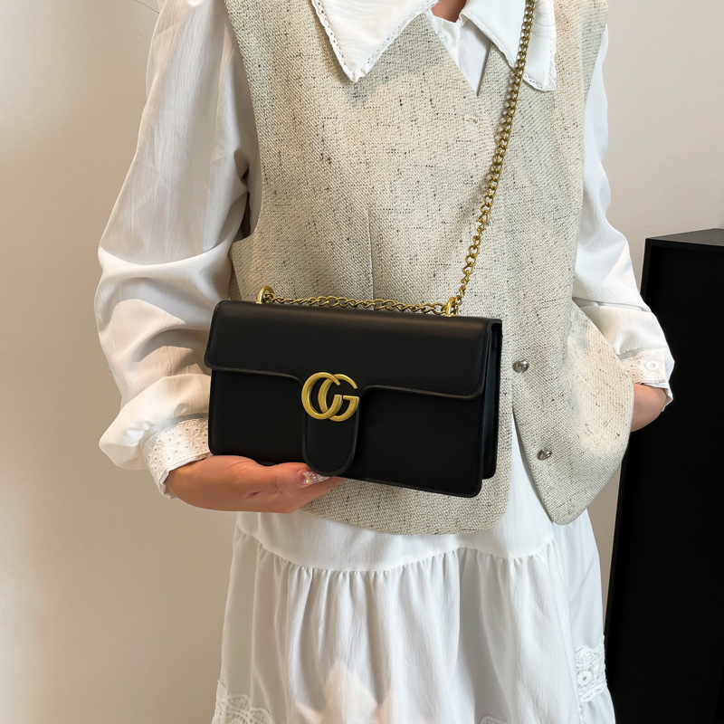 European and American fashion small bag for women 2025 new style fashion chain pu small square bag crossbody bag hand-held bag Specification drawing
