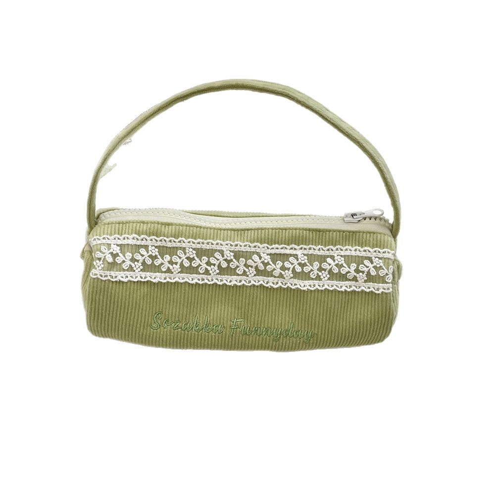 53273 Hand-held pen case, simple and fresh pen holder, student stationery storage bag, large-capacity fabric stationery pen case Item Picture