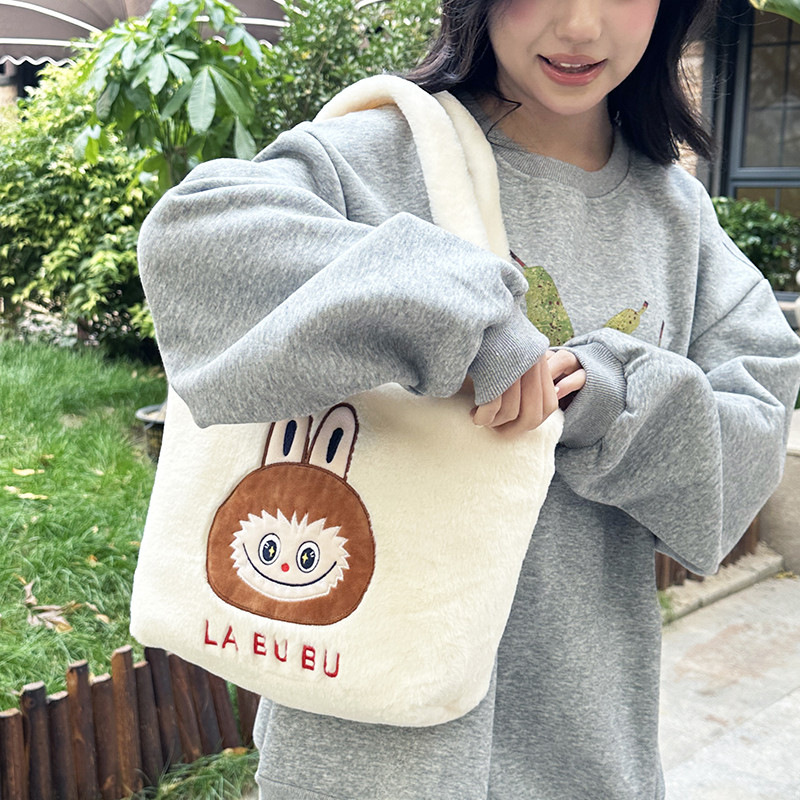 New cute hand-held shoulder bag, a cute cartoon storage bag with a girlish heart, large-capacity student single-shoulder backpack, birthday gift Specification drawing