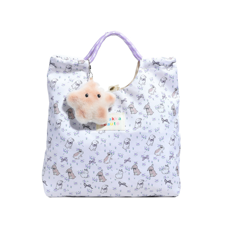 The new ins canvas single-shoulder bag for spring and summer is a fresh and large-capacity student class backpack with a cute hand-held canvas bag Item Picture