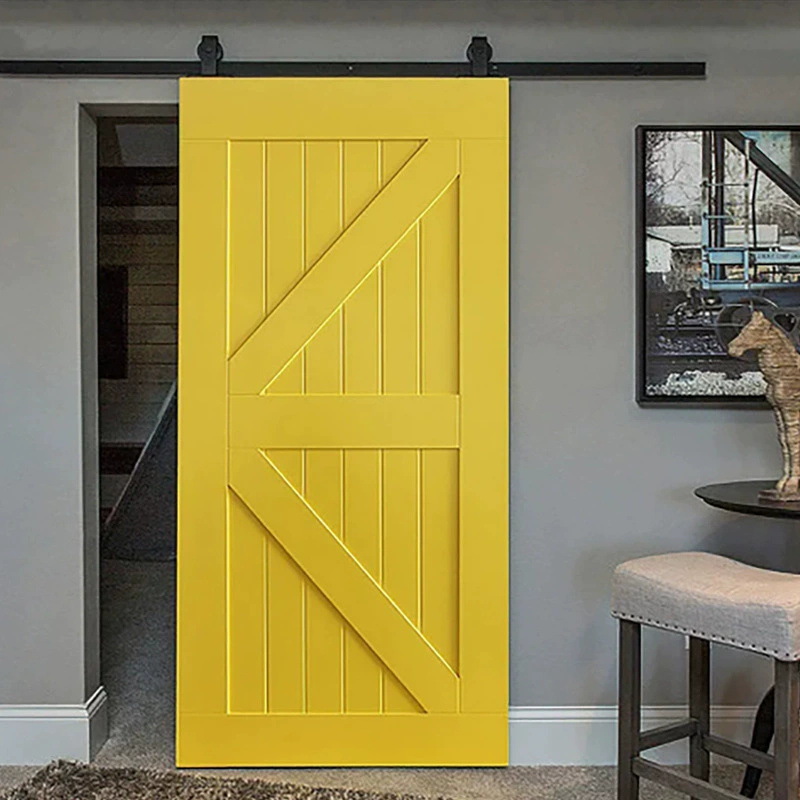Amazon T-shaped barn door complete set of American hanging rail barn door track sliding rail barn door hanging rail hardware accessories details Picture